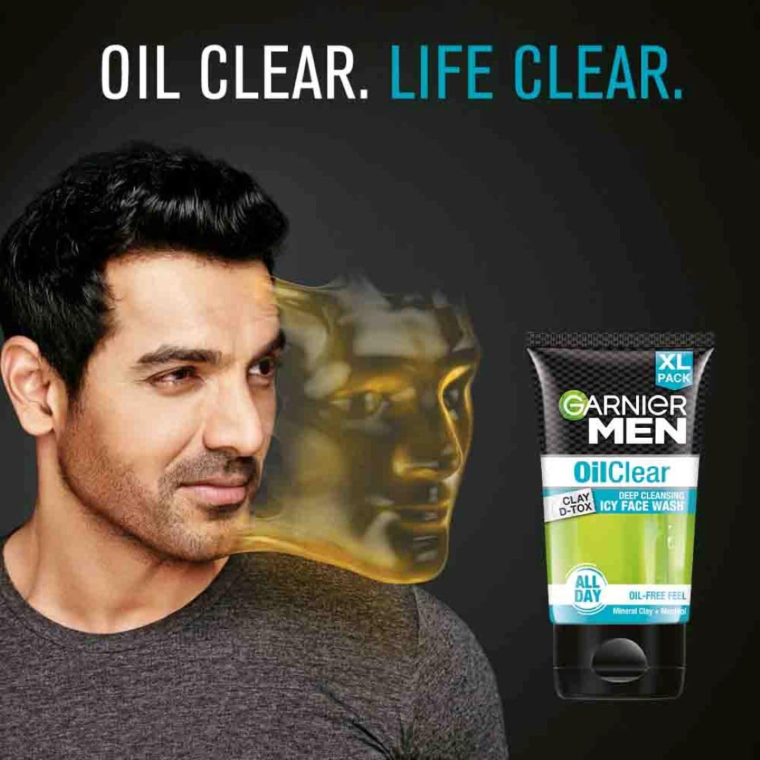 Garnier Men Oil Clear Clay D-Tox Deep Cleansing Icy Face Wash, 100gm