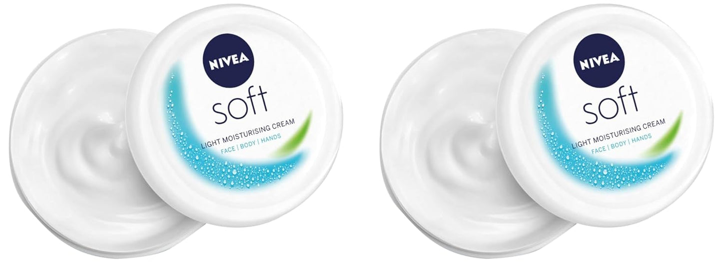 NIVEA Soft Light Moisturizer, 300 ml, for Face, Hand & Body, Non-Greasy Cream with Vitamin E & Jojoba Oil for Instant Hydration