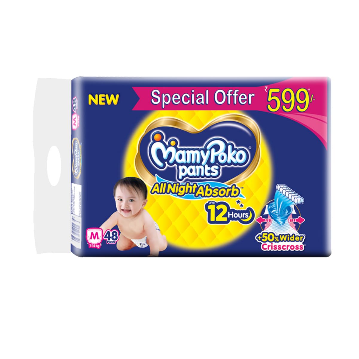 MamyPoko Pants All Night Absorb Baby Diapers, X-Large (XL), 22 Count 12-17 kg