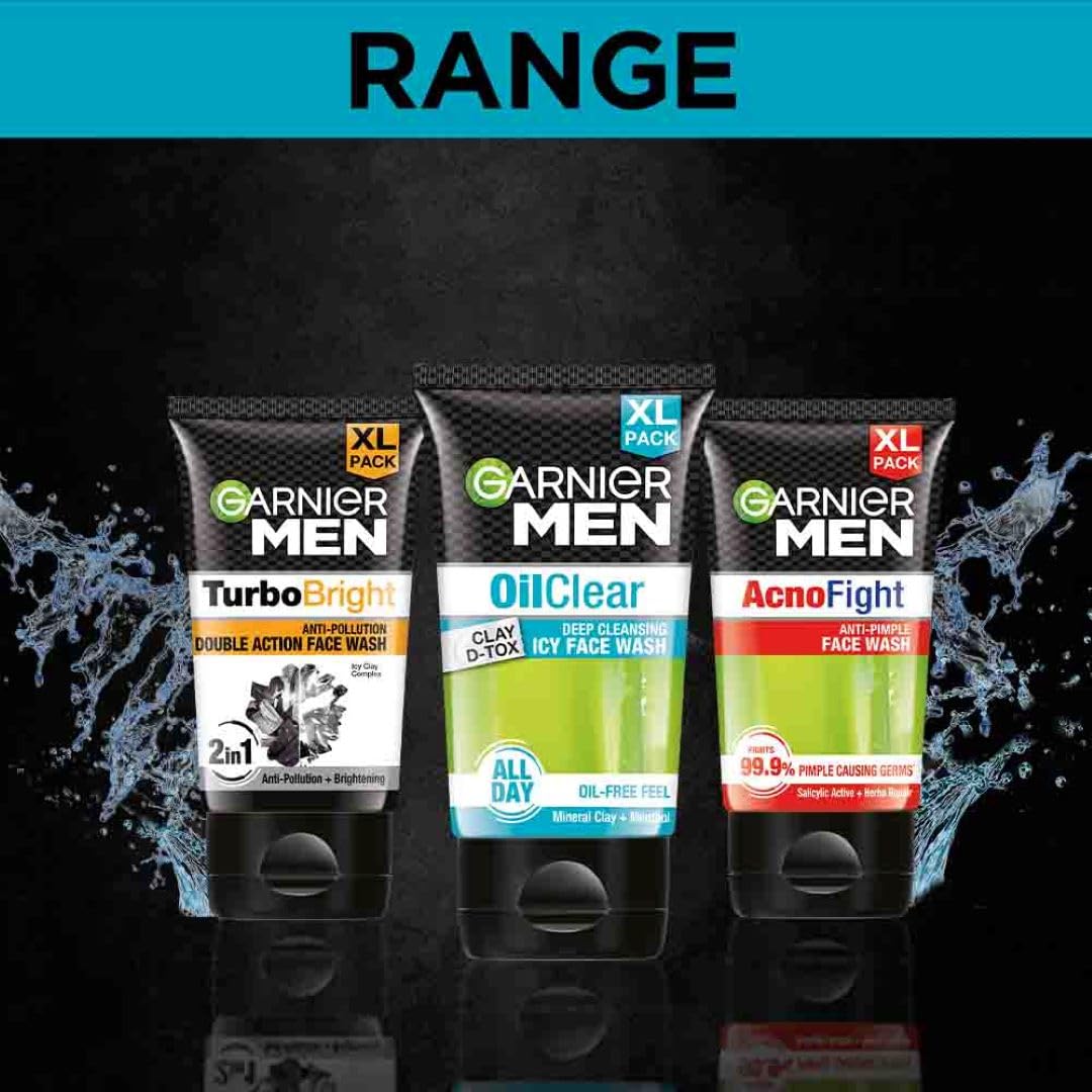 Garnier Men Oil Clear Clay D-Tox Deep Cleansing Icy Face Wash, 100gm