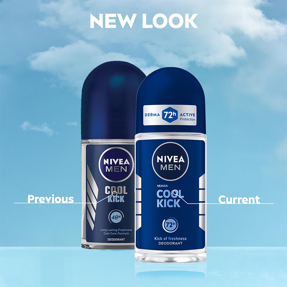 NIVEA MEN Deodorant Roll On, Cool Kick, 50ml