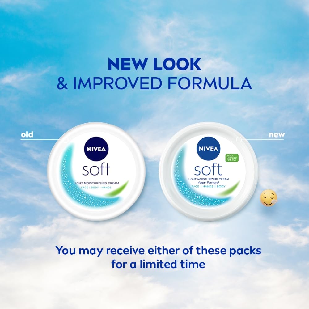 NIVEA Soft Light Moisturizer, 300 ml, for Face, Hand & Body, Non-Greasy Cream with Vitamin E & Jojoba Oil for Instant Hydration
