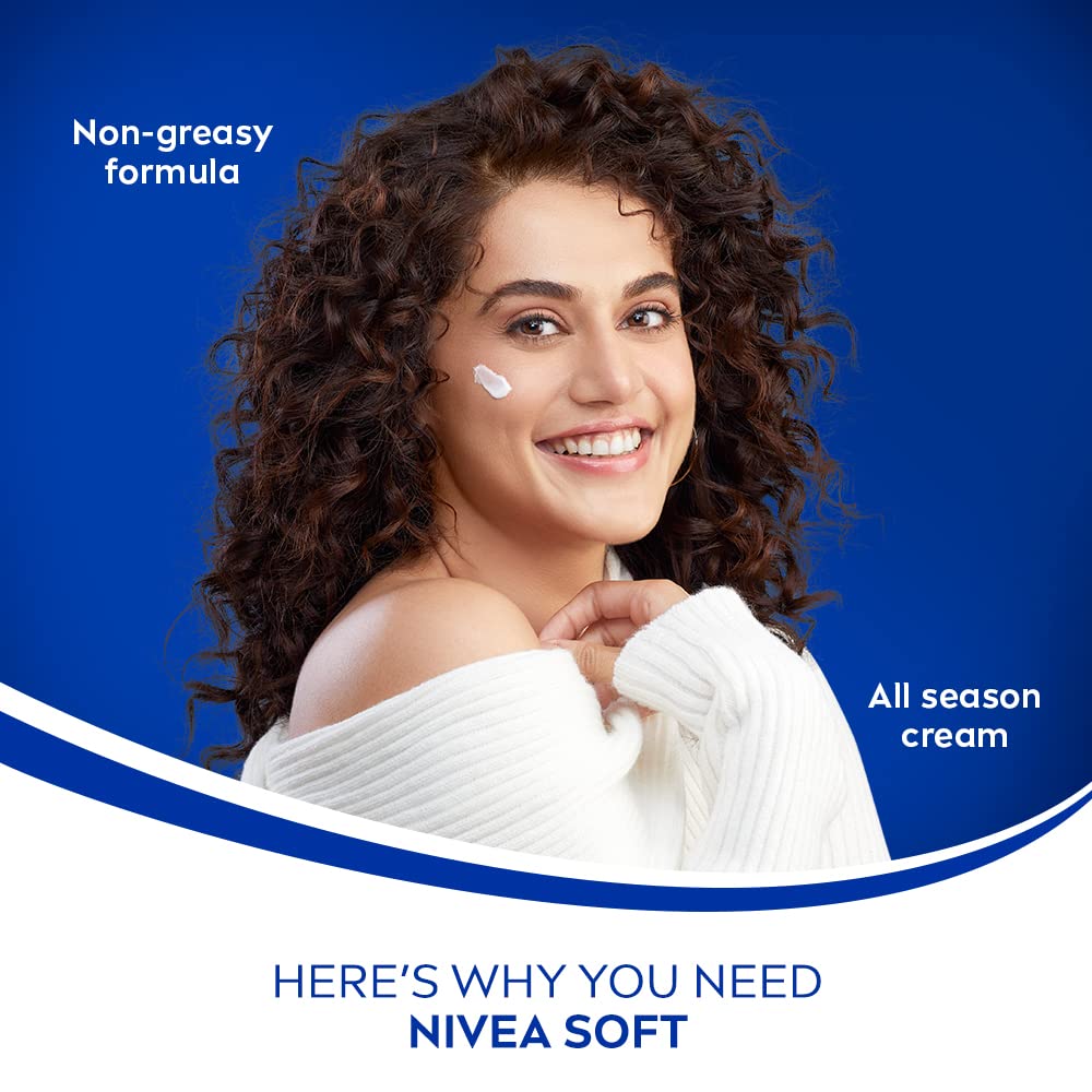 NIVEA Soft Light Moisturizer, 300 ml, for Face, Hand & Body, Non-Greasy Cream with Vitamin E & Jojoba Oil for Instant Hydration