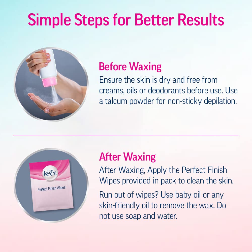 Veet Full Body Waxing Strips Kit for Normal Skin, 20 Strips
