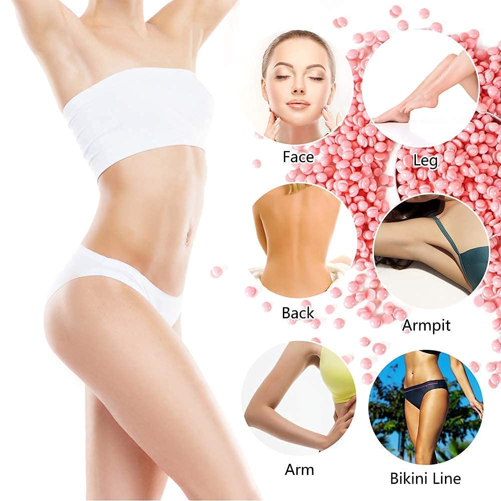 Plenteous Hard Wax Beads, 100G Painless Hard Wax Beans with 10 Applicators, Professional Wax Beads for Eyebrow, Armpit, Bikini, Back, Chest, Legs, Painless Hair Removal. (Strawberry)