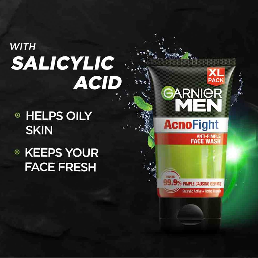 Garnier Men, Anti-Pimple Face Wash, Repairs Skin & Balances Oils, AcnoFight, 100 g