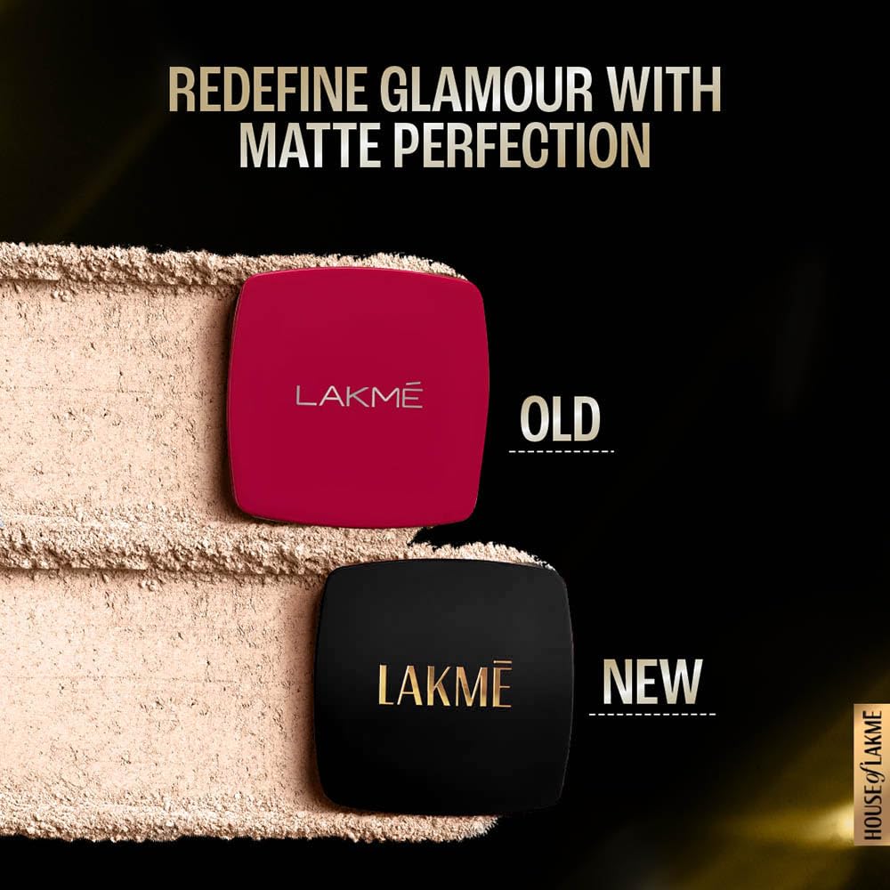 LAKMÉ Forever Matte Compact, Smooth Finish For Normal Skin , Lasts For 12 Hrs, Even Toned Look, Shell, 9G, Black