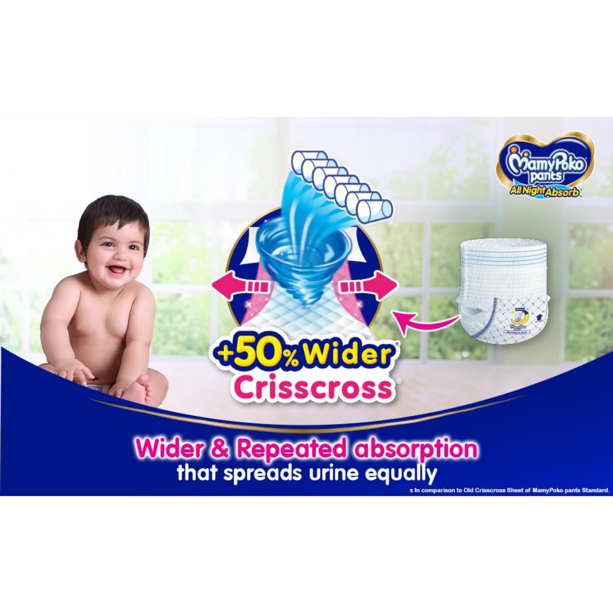 MamyPoko Pants All Night Absorb Baby Diapers, X-Large (XL), 22 Count 12-17 kg