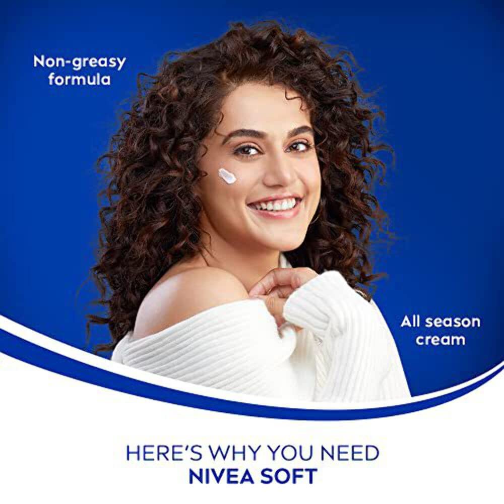 NIVEA Soft Light Moisturizer, 300 ml, for Face, Hand & Body, Non-Greasy Cream with Vitamin E & Jojoba Oil for Instant Hydration