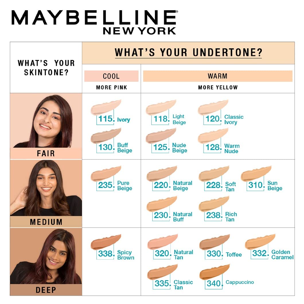 Maybelline New York Liquid Foundation, Matte & Poreless, Full Coverage Blendable Normal to Oily Skin, Fit Me, 220 Natural Beige, 18ml
