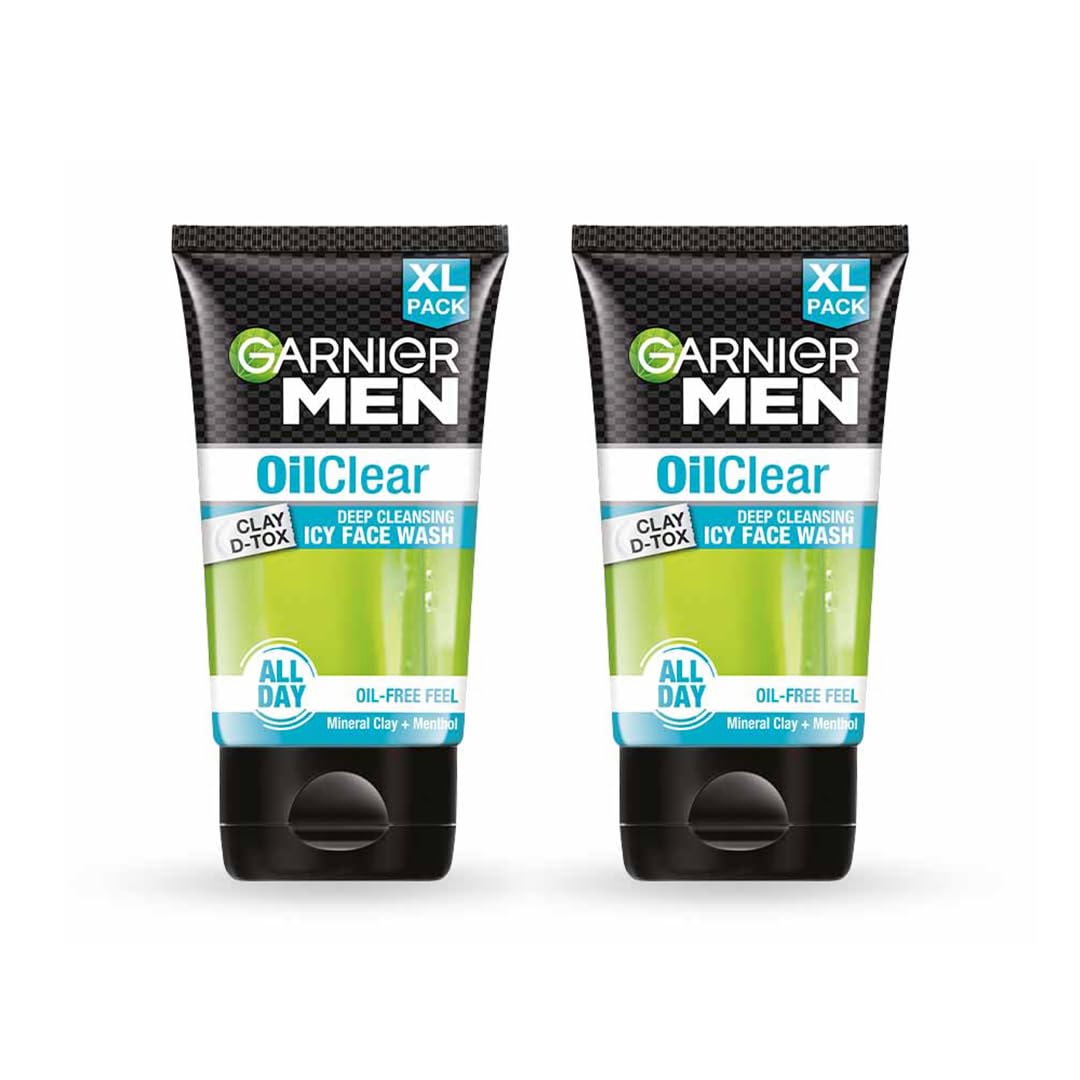 Garnier Men Oil Clear Clay D-Tox Deep Cleansing Icy Face Wash, 100gm