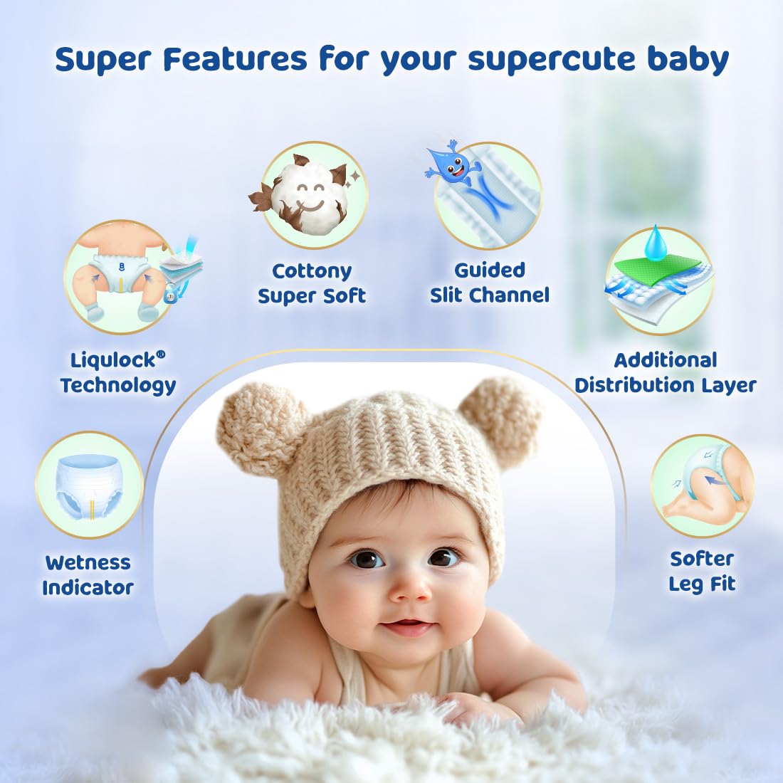 Bumtum Baby Diaper Pants, Medium Size, 66 Count, Double Layer Leakage Protection Infused With Aloe Vera, Cottony Soft High Absorb Technology (Pack of 1)