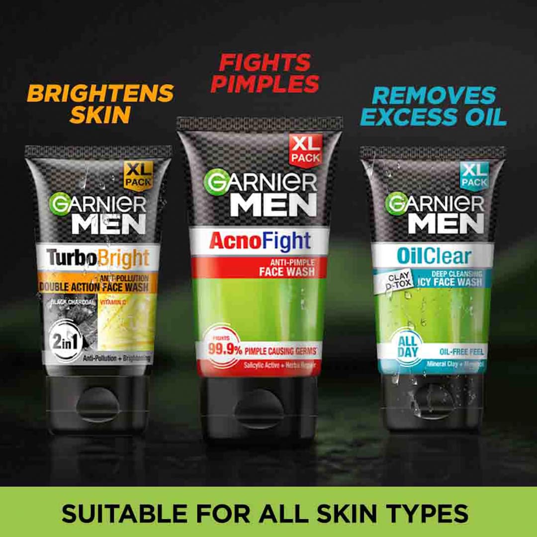 Garnier Men, Anti-Pimple Face Wash, Repairs Skin & Balances Oils, AcnoFight, 100 g