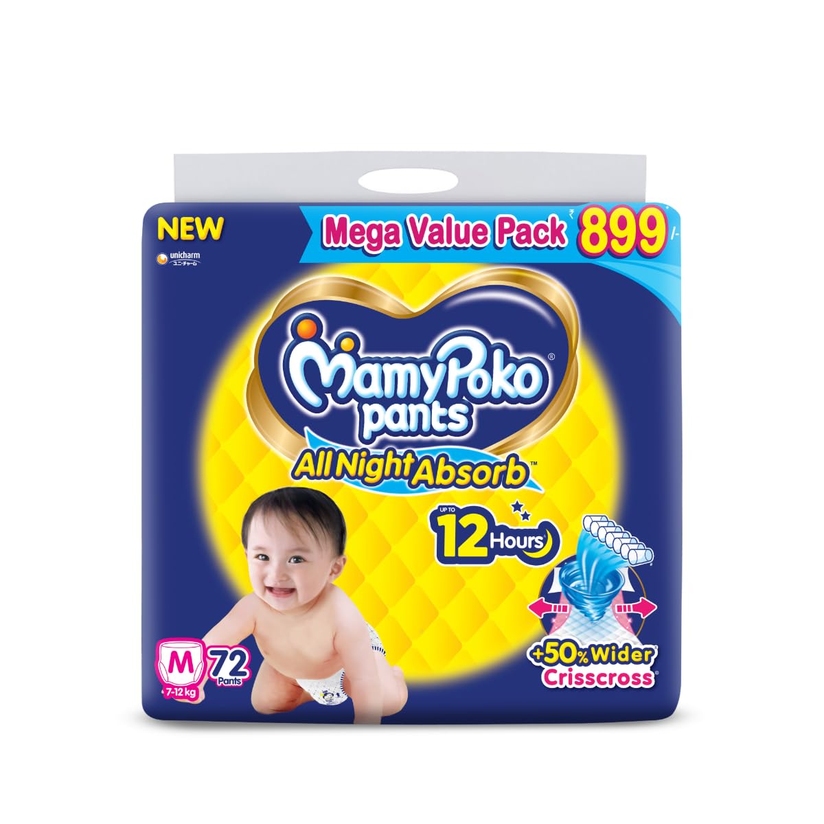 MamyPoko Pants All Night Absorb Baby Diapers, X-Large (XL), 22 Count 12-17 kg