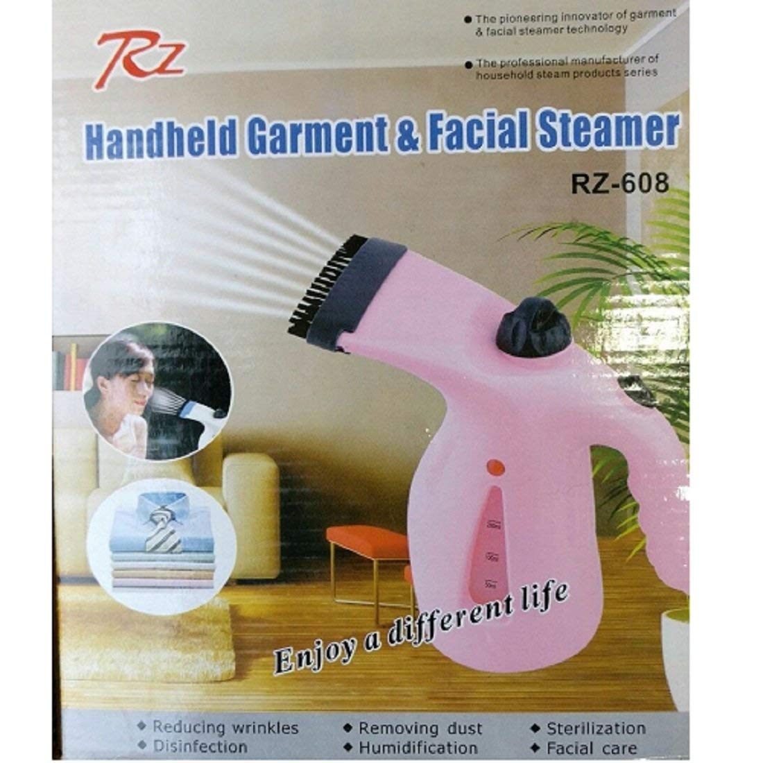 New 2 in 1 Handheld Garment Facial Steamer RZ 608 or Home and Travel (Multi Colour)