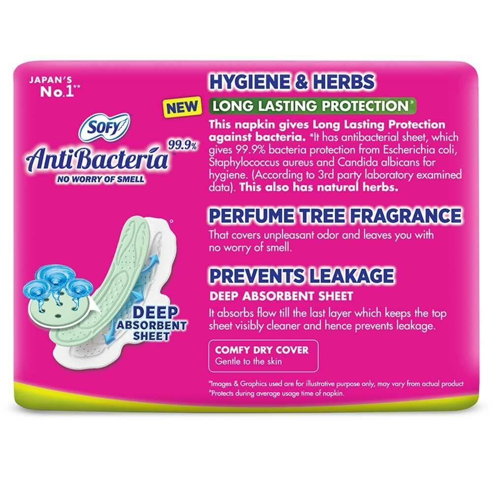Sofy Anti-Bacteria Sanitary Pads (XL+ Size - 290 mm) 28 Pads - 6 layer deep absorption & Herbal Shield for Bacterial Protection, Soft on skin with comfy dry top sheet (Pack of 1)