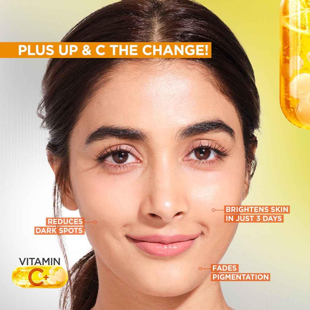 Garnier Vitamin C + Booster Face Serum For Skin Brightening and Anti-Dark Spots with 30X Vitamin C, 2% Niacinamide and BHA | Brighter Skin in Just 3 days | Suitable for Oily , Dry, Combination , Sensitive Skin | For Men and Women | 50ml