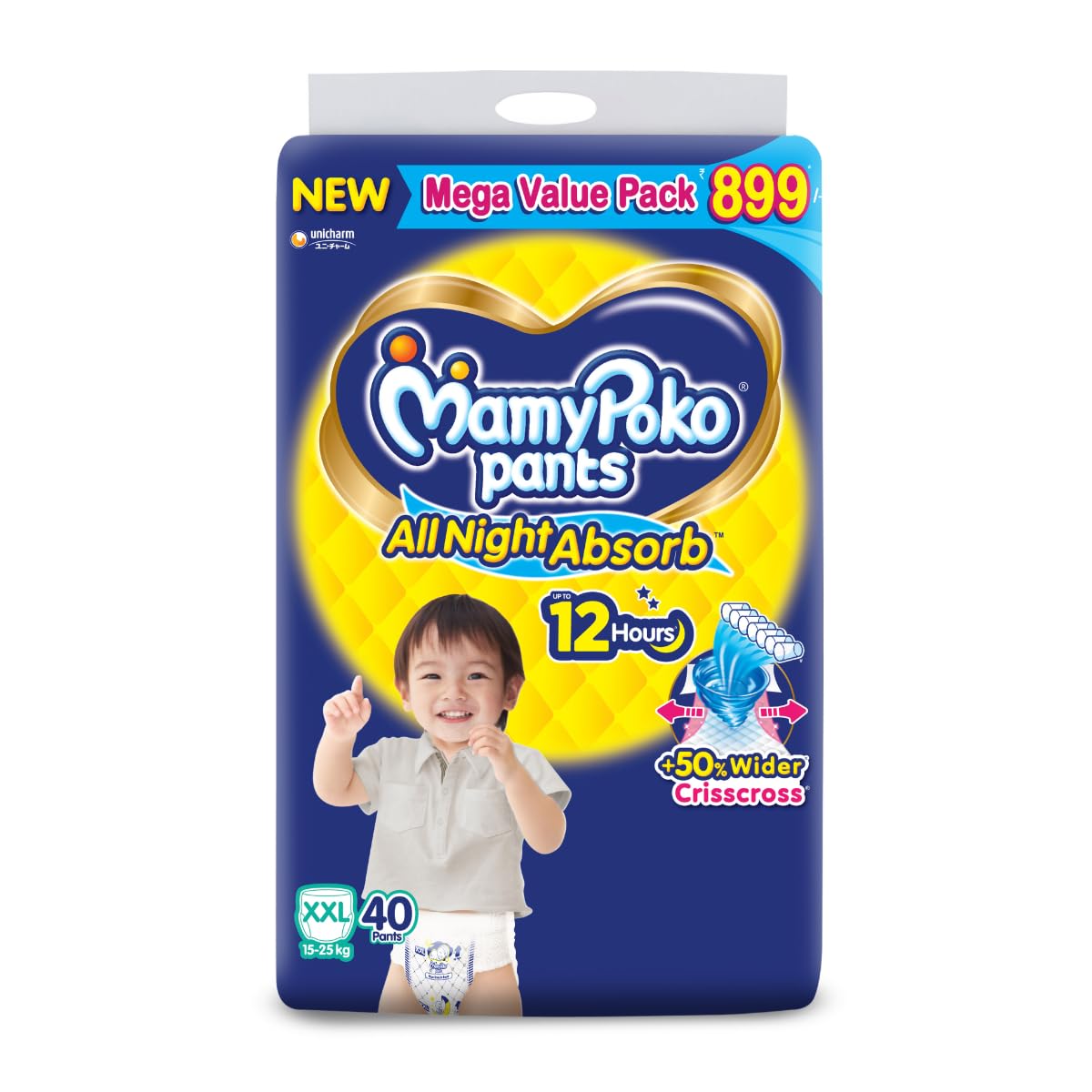 MamyPoko Pants All Night Absorb Baby Diapers, X-Large (XL), 22 Count 12-17 kg