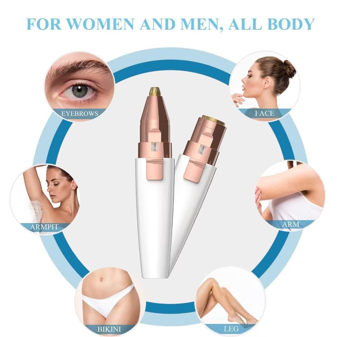 GOERGETA Portable eyebrow trimmer, facial hair remover,Face, Lips, Nose Hair Removal Electric Trimmer with Light