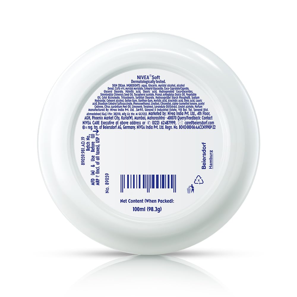 NIVEA Soft Light Moisturizer, 300 ml, for Face, Hand & Body, Non-Greasy Cream with Vitamin E & Jojoba Oil for Instant Hydration