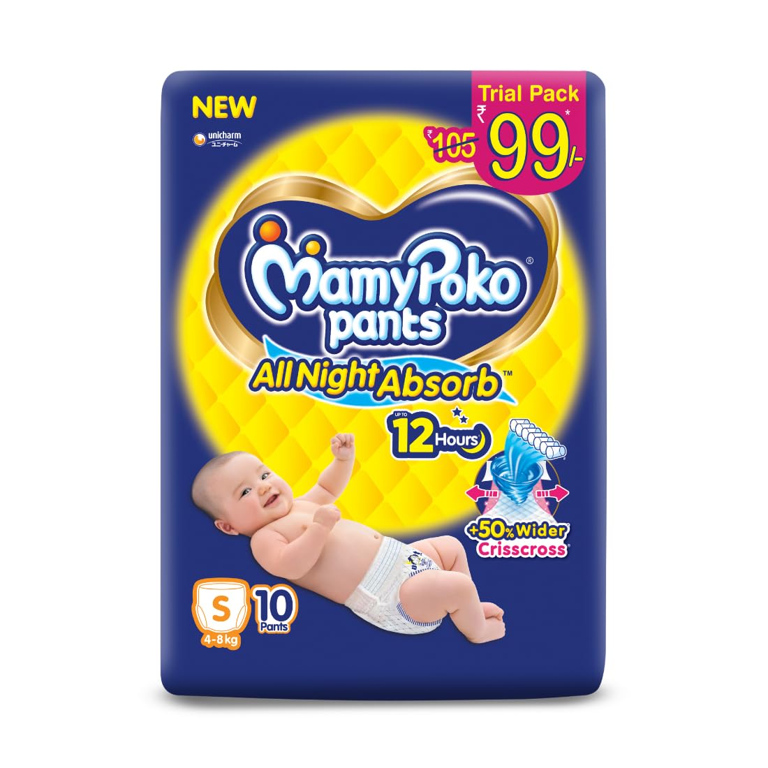 MamyPoko Pants All Night Absorb Baby Diapers, X-Large (XL), 22 Count 12-17 kg
