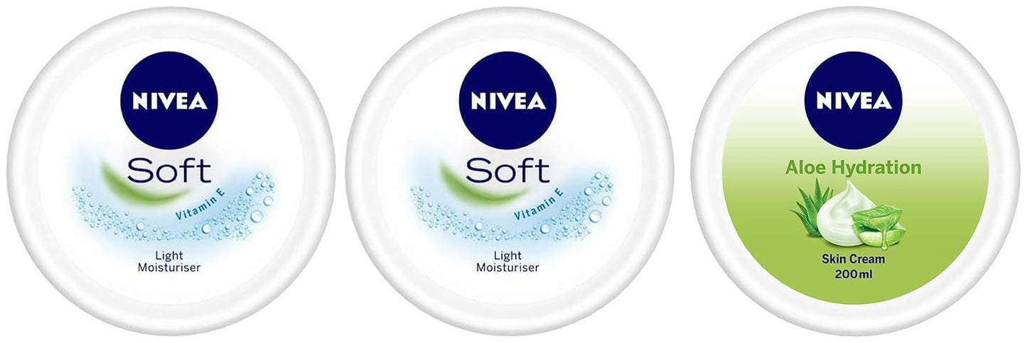 NIVEA Soft Light Moisturizer, 300 ml, for Face, Hand & Body, Non-Greasy Cream with Vitamin E & Jojoba Oil for Instant Hydration