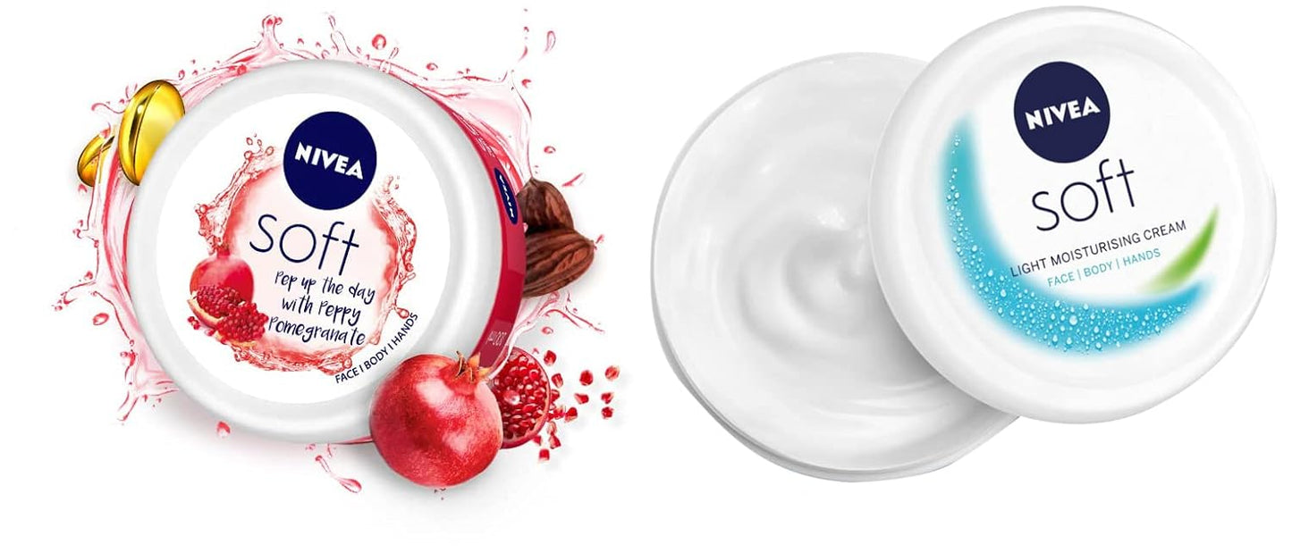 NIVEA Soft Light Moisturizer, 300 ml, for Face, Hand & Body, Non-Greasy Cream with Vitamin E & Jojoba Oil for Instant Hydration