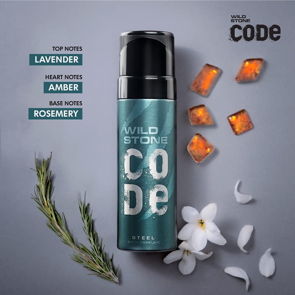 WILD STONE CODE Titanium Long Lasting No Gas Body Perfume For Men, 150Ml, Spray