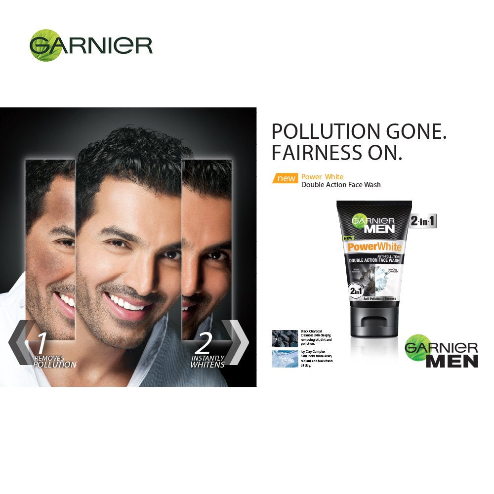 Garnier Men, Face Wash, Brightening & Anti-Pollution, TurboBright Double Action, 100 g