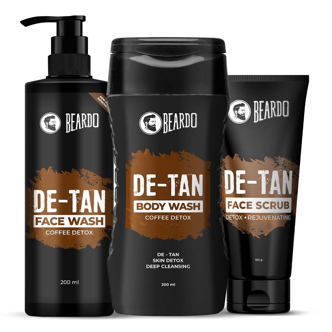 Beardo Detan Combo For Men (Set of 2) | Detan Body Wash & Detan Face Wash with Powerful Coffee Extract for Tan Removal | Hydrates & Exfoliates Men's Skin for Oil Control