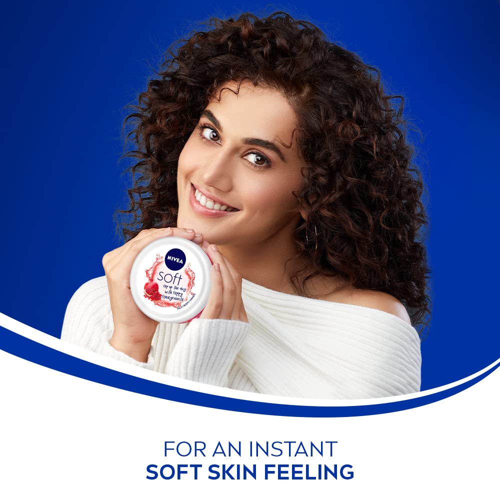 NIVEA Soft Light Moisturizer, 300 ml, for Face, Hand & Body, Non-Greasy Cream with Vitamin E & Jojoba Oil for Instant Hydration