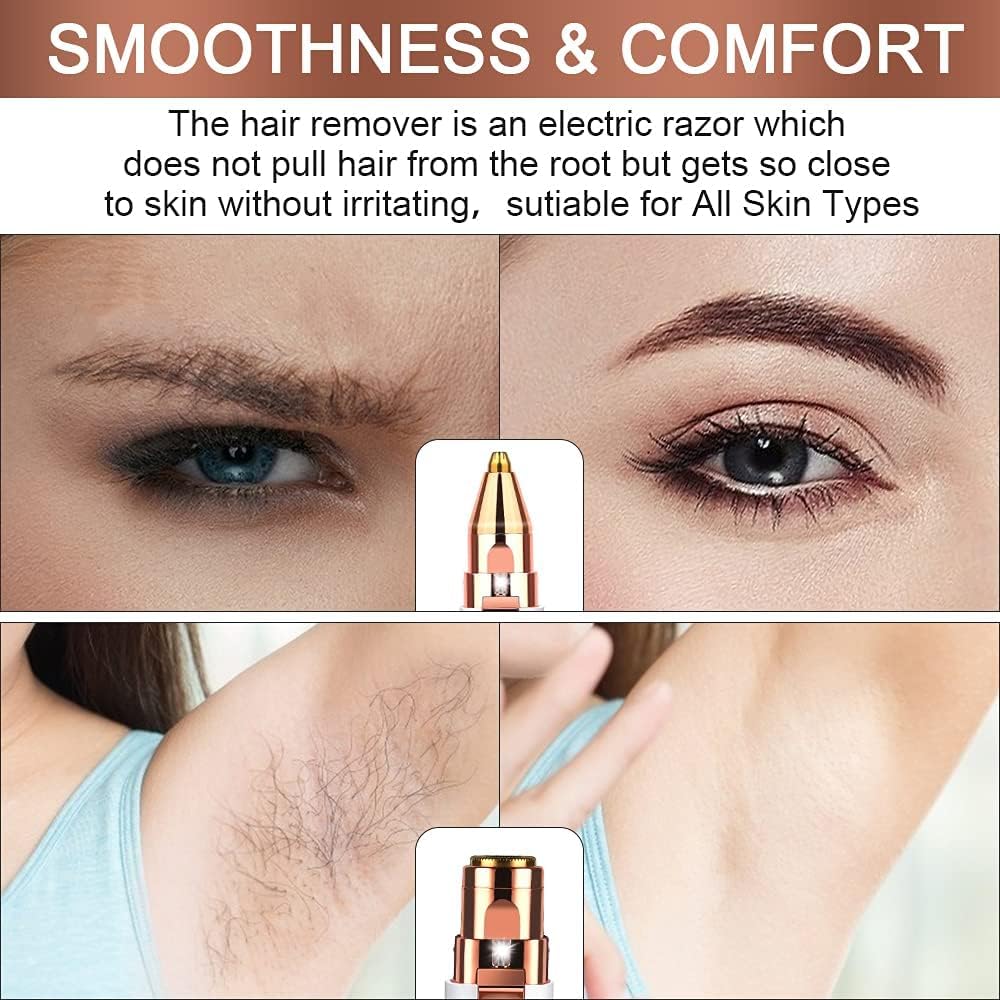 GOERGETA Portable eyebrow trimmer, facial hair remover,Face, Lips, Nose Hair Removal Electric Trimmer with Light