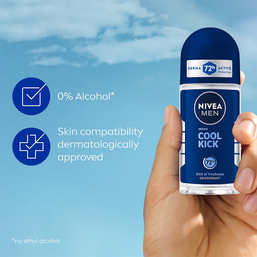 NIVEA MEN Deodorant Roll On, Cool Kick, 50ml