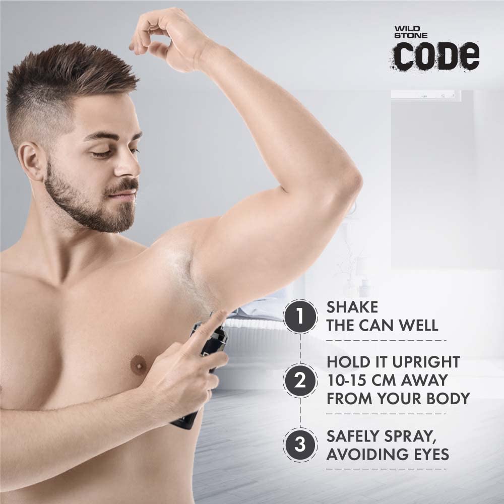 WILD STONE CODE Titanium Long Lasting No Gas Body Perfume For Men, 150Ml, Spray