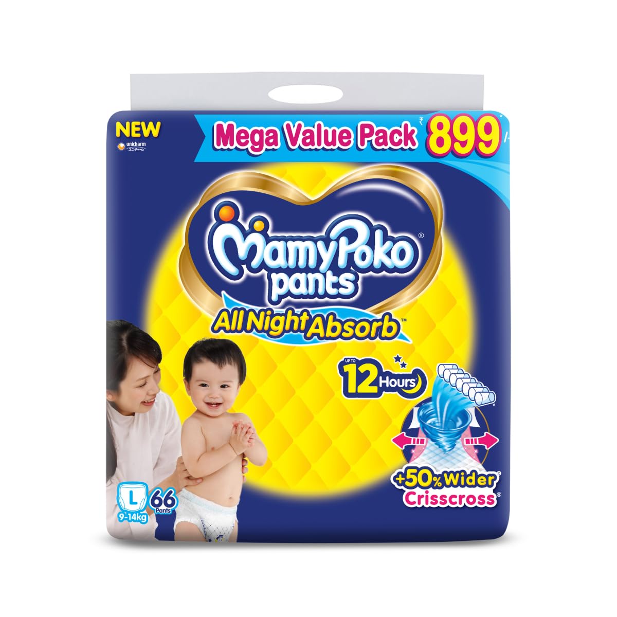 MamyPoko Pants All Night Absorb Baby Diapers, X-Large (XL), 22 Count 12-17 kg