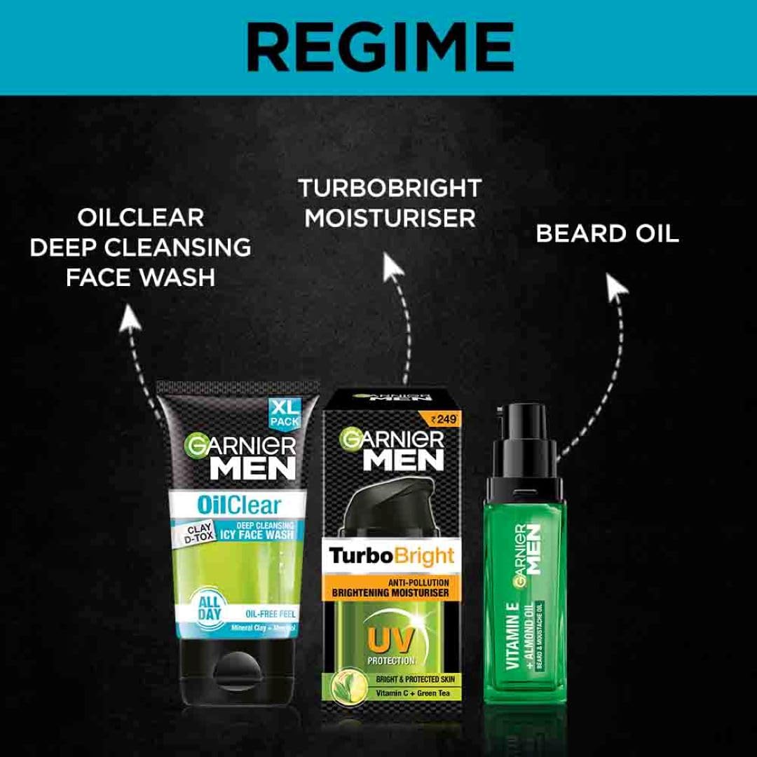 Garnier Men Oil Clear Clay D-Tox Deep Cleansing Icy Face Wash, 100gm