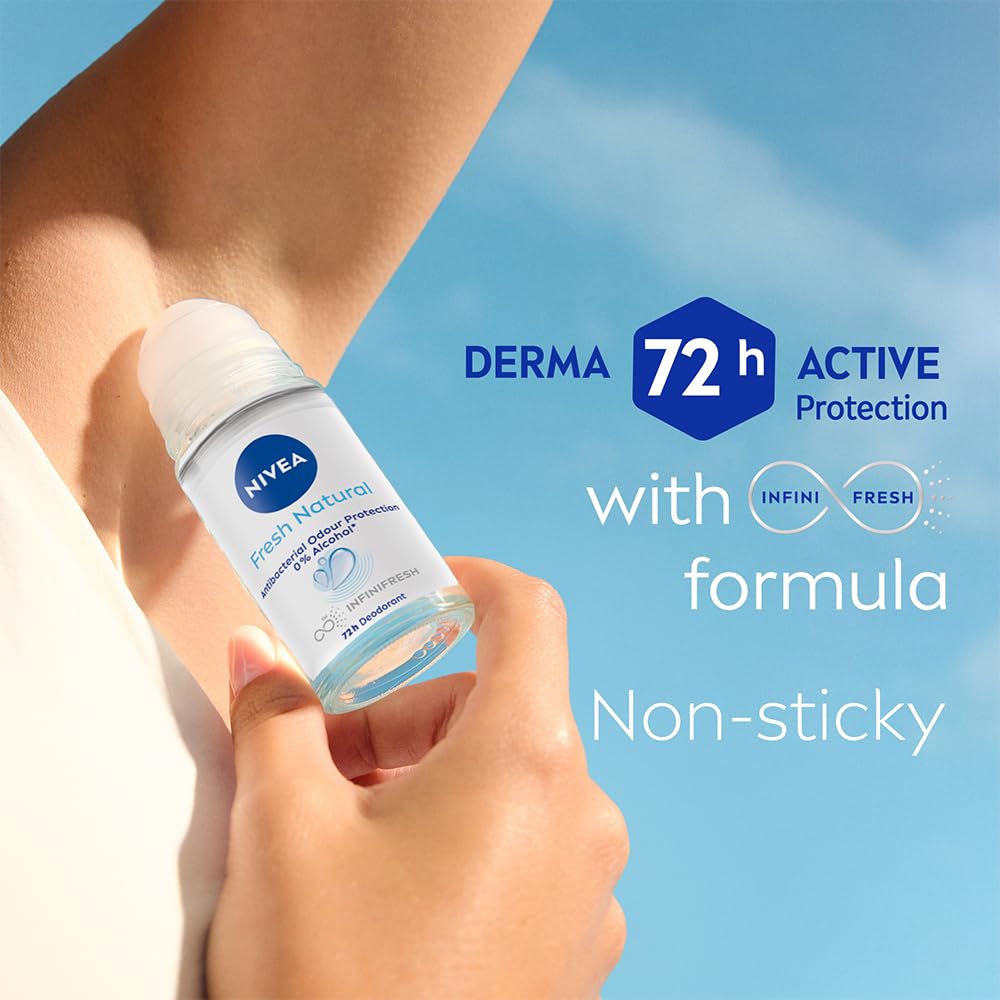 NIVEA Pearl and Beauty 50ml Deo Roll On | With Pearl Extracts & Avocado Oil| 72 H Smooth & Beautiful Underarms | 0% Alcohol | For Women