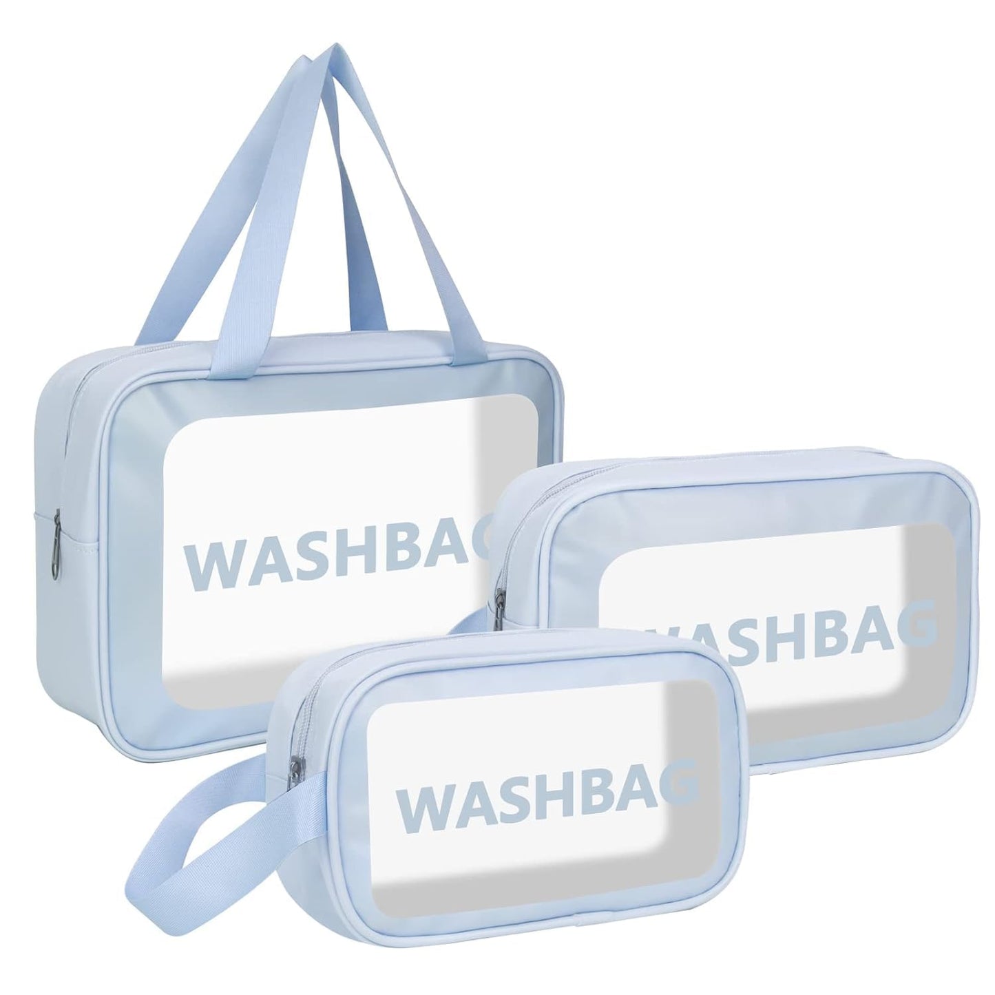 Niwlix Makeup Pouch Travel Toiletry Bag for Women Travel Pouch Cosmetic Makeup Bag Transparent Pouches for Women Set of 3 (Pink)