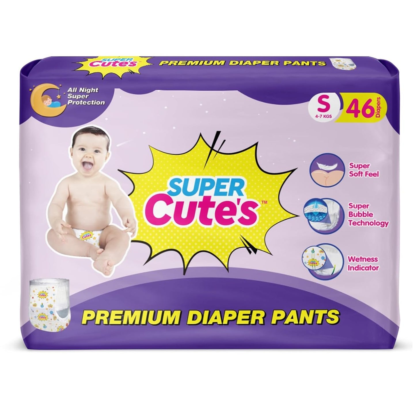 Super Cutes Premium Baby Diapers L Size 30 Count 9-14Kg,Medium34 counts,Small 40counts, XL 24 Counts , Super Soft and Rash Free Diaper Pants with 12 hrs Overnight Leakage Protection