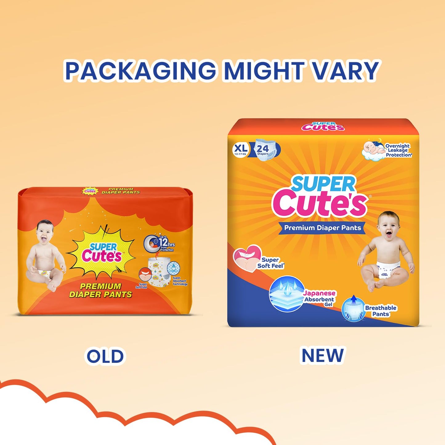 Super Cutes Premium Baby Diapers L Size 30 Count 9-14Kg,Medium34 counts,Small 40counts, XL 24 Counts , Super Soft and Rash Free Diaper Pants with 12 hrs Overnight Leakage Protection