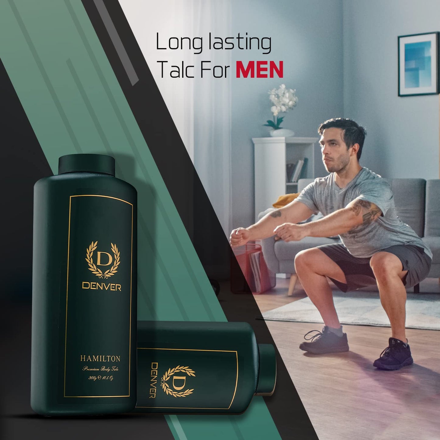 DENVER Hamilton Premium Body Talc- 300GM | Scented Talcum Powder for Men