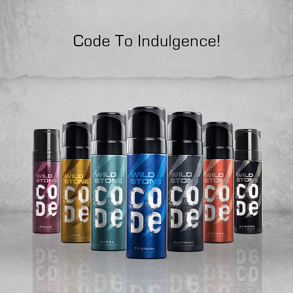 WILD STONE CODE Titanium Long Lasting No Gas Body Perfume For Men, 150Ml, Spray