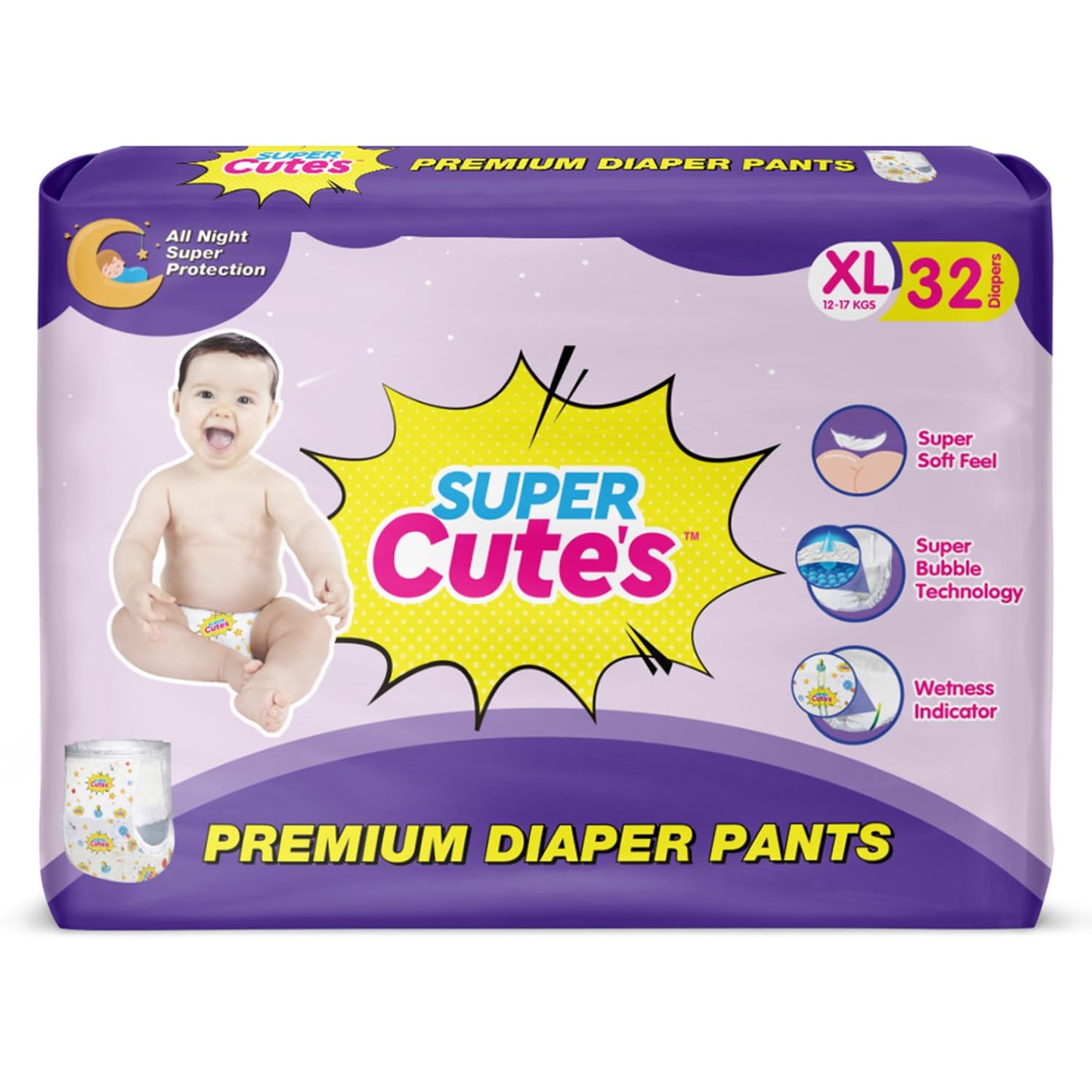 Super Cutes Premium Baby Diapers L Size 30 Count 9-14Kg,Medium34 counts,Small 40counts, XL 24 Counts , Super Soft and Rash Free Diaper Pants with 12 hrs Overnight Leakage Protection
