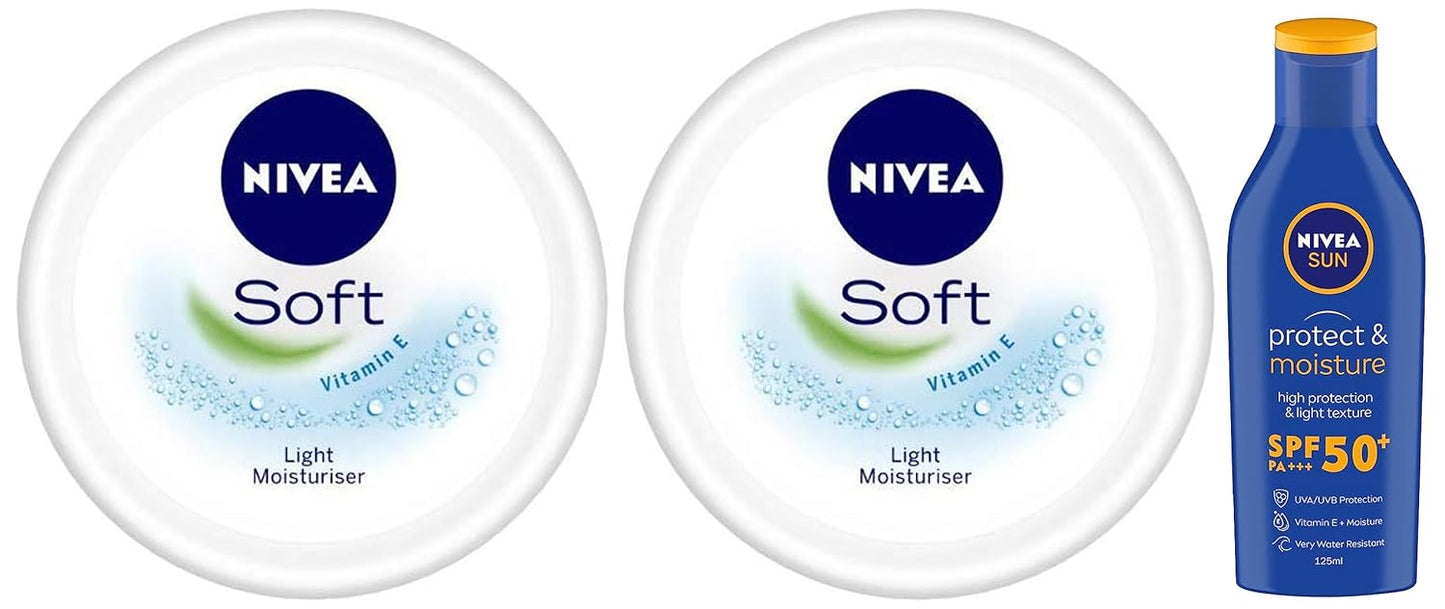 NIVEA Soft Light Moisturizer, 300 ml, for Face, Hand & Body, Non-Greasy Cream with Vitamin E & Jojoba Oil for Instant Hydration