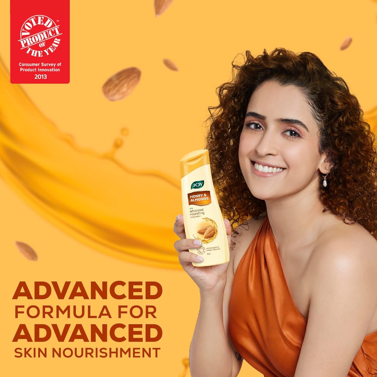 Joy Honey & Almonds Advanced Nourishing Lightweight Body Lotion 750ml | Enriched With Shea Butter | Summer Lotion With Natural Sunscreen Filters | Suitable for Normal to Dry Skin