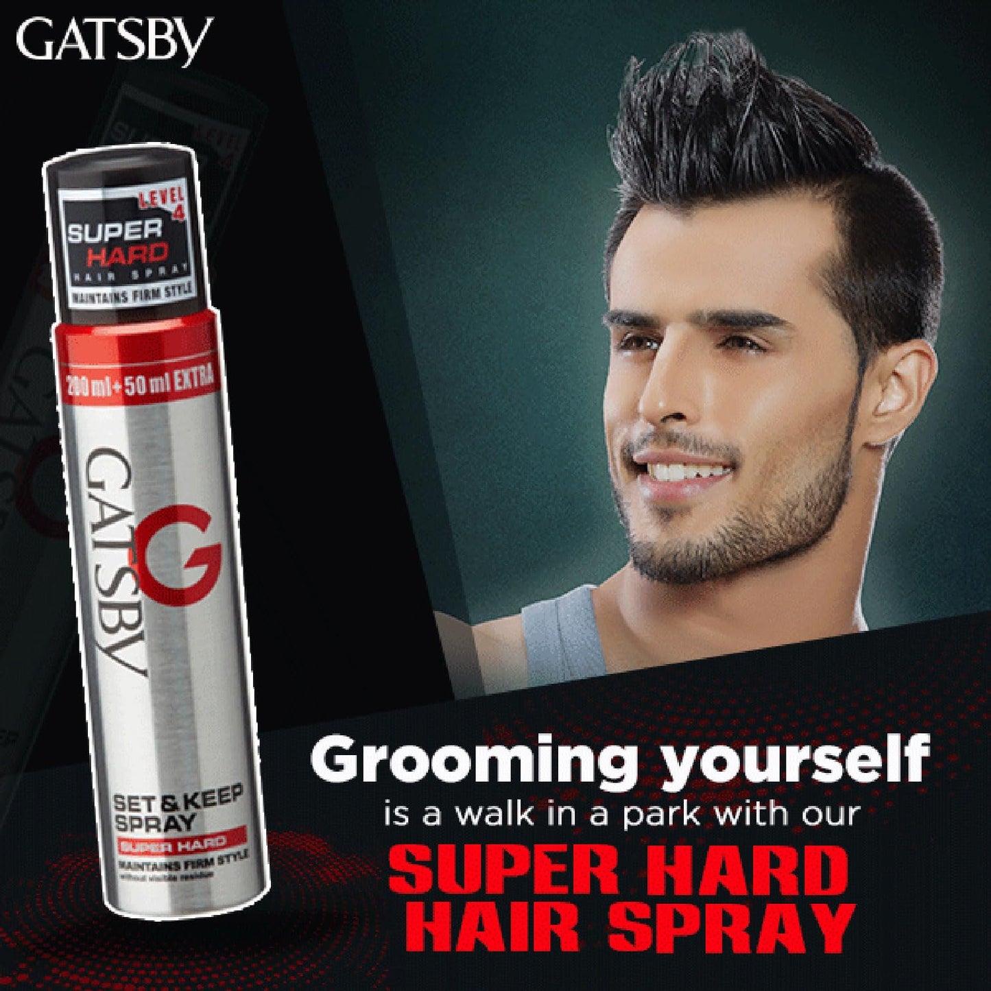 Gatsby Japan Set And Keep Hair Spray Super Hard, 250ml | Quick Drying, Long Lasting Hold, No Flaking & Natural Shine | Non Sticky & Easy Wash Off | Styling Hair Spray