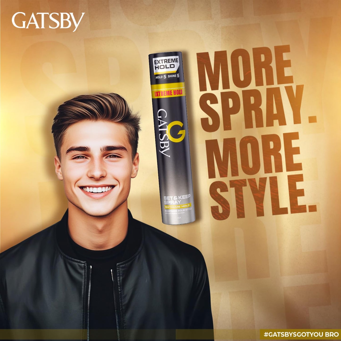 Gatsby Set & Keep Hair Spray - Extreme Hold | Quick Drying, Long Lasting Hold, No Flaking & Natural Shine | Non Sticky & Easy Wash Off | Styling Hair Spray | 250ml