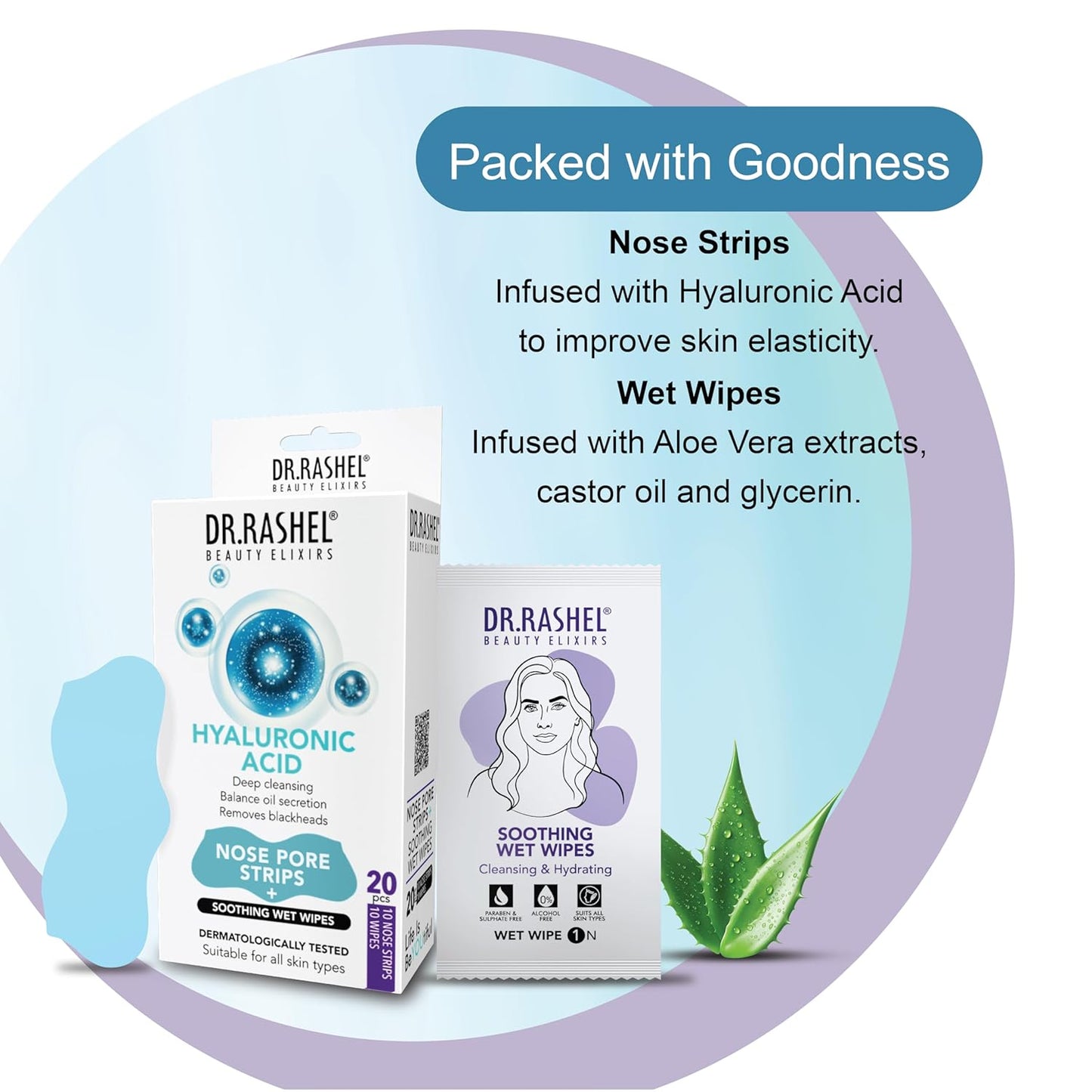 DR.Rashel Hyaluronic Nose Pore Strips For Pore Cleansing | Deep Cleansing For Painless Blackheads Removal | Deep Purifying Strips for Nose | 10 PCS