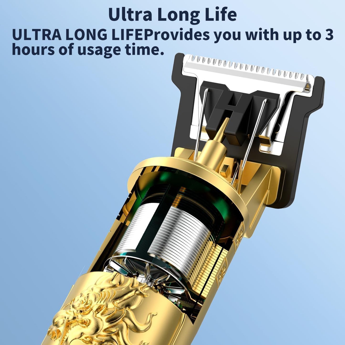 KUBRA Trimmer Men Professional Cordless Hair Clipper Dragon Style(Metal),Rechargeable Trimmer For Beard,Hairs,Moustache & Face,Electric T Blade Zero Gapped Shaving Machine Men's Grooming Kit GOLD 1(metal)