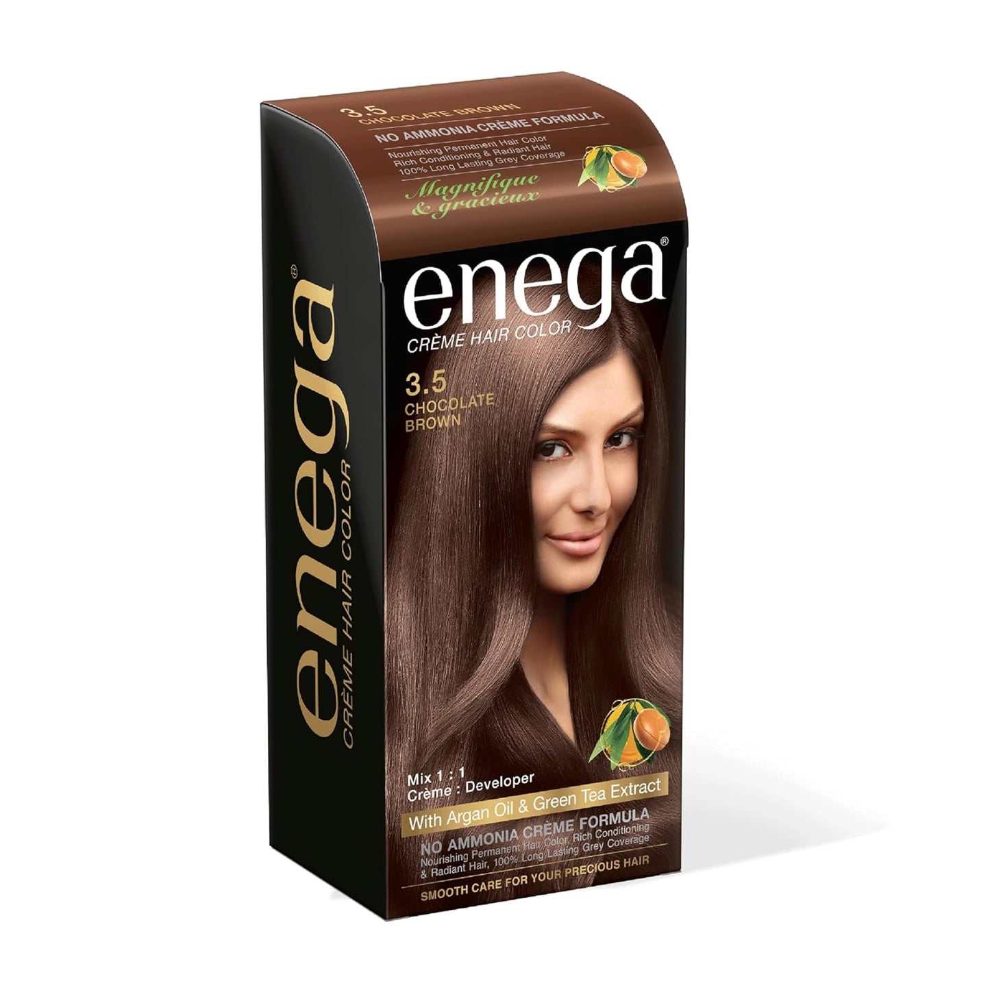 Enega No Ammonia Grey Coverage Long Lasting Creme Hair Color with Argan Oil & Green Tea Extract - Pack of 1(150 ML) (Golden Blonde)